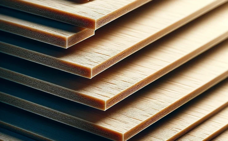 2024 Sunta - MDF - MDFLam - Suntalam Fiyatları Nelerdir? 14 DALL·E 2024 02 26 17.12.19 Create an image that showcases a detailed view of MDF Medium Density Fiberboard emphasizing its smooth fine grained texture. The image should clos