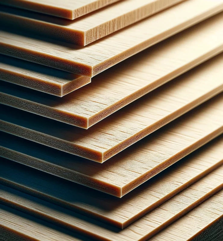 2024 Sunta - MDF - MDFLam - Suntalam Fiyatları Nelerdir? 8 DALL·E 2024 02 26 17.12.19 Create an image that showcases a detailed view of MDF Medium Density Fiberboard emphasizing its smooth fine grained texture. The image should clos